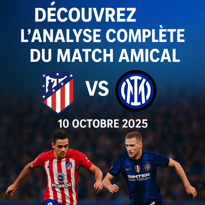 Découvrez l’analyse complète du match amical Atlético Madrid vs Inter Milan du 10 octobre 2025 tactiques, absences, lieu et enjeux européens.