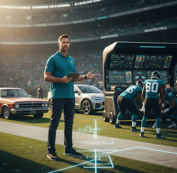 Grant Udinski’s rise from sleeping in his car to Jaguars offensive coordinator shows how innovation, quarterback development, and hustle reshaped NFL coaching.